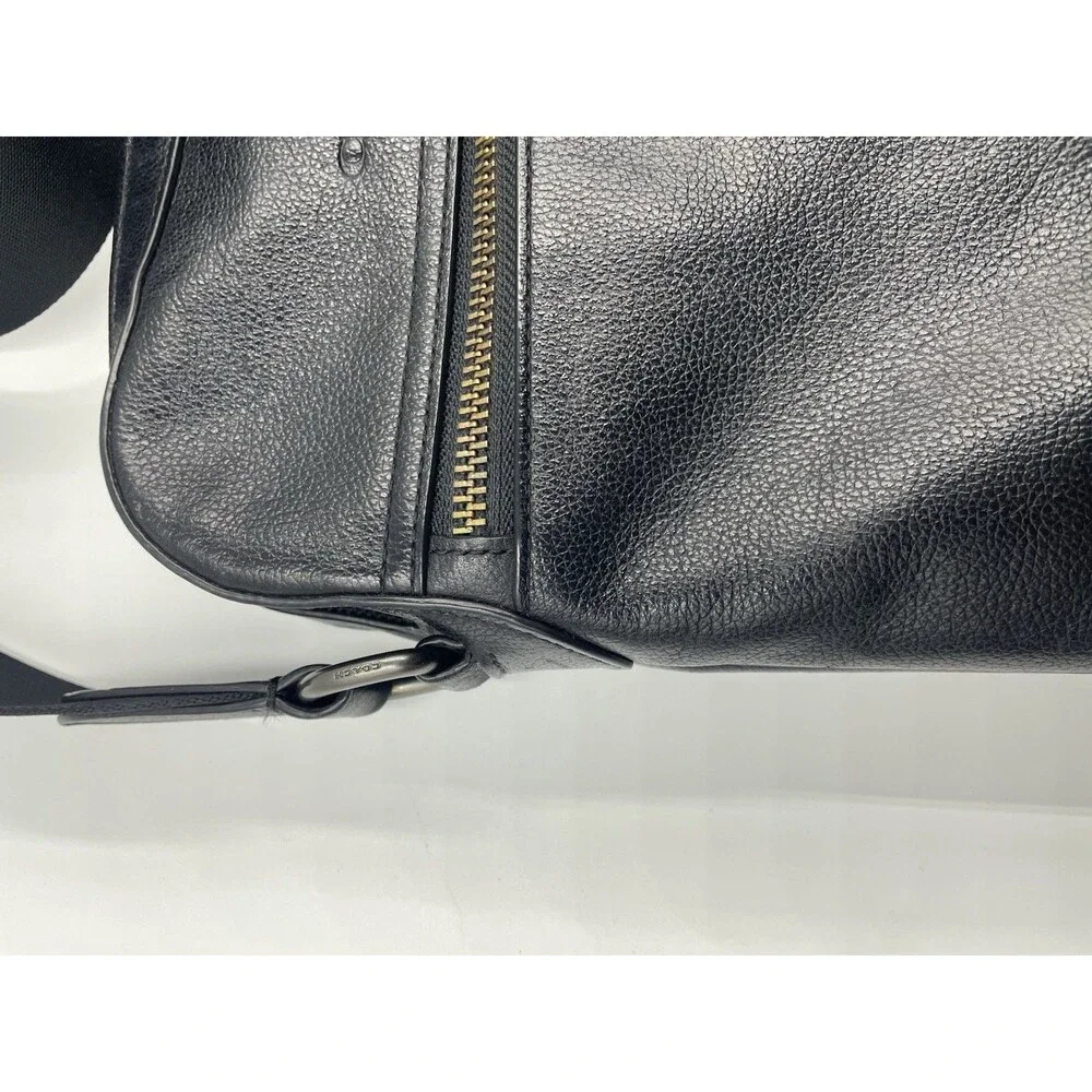 Coach Houston Flight Bag Black Smooth Leather Crossbody Messenger F68014 EUC!
